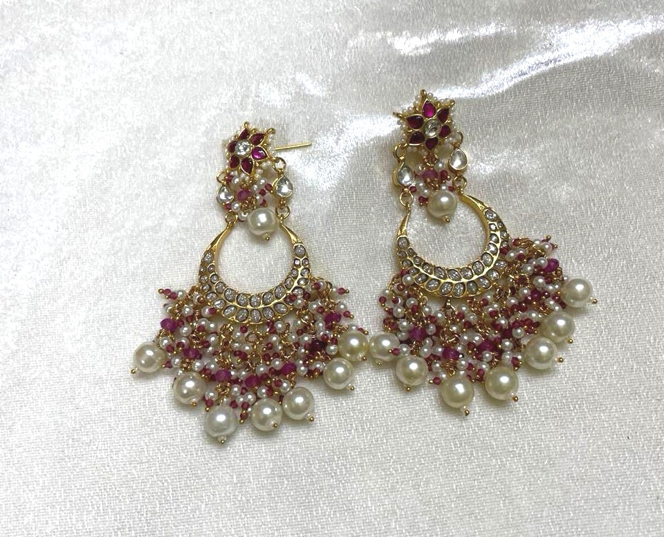 Beaded kundan earrings