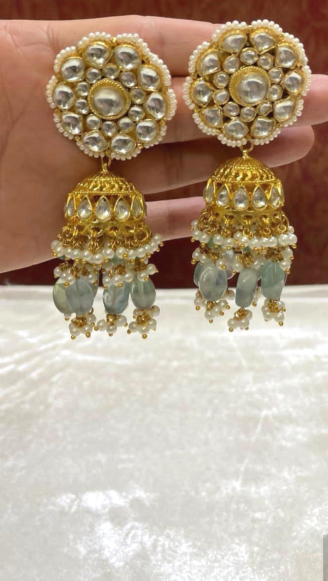 Kundan jhumki earrings