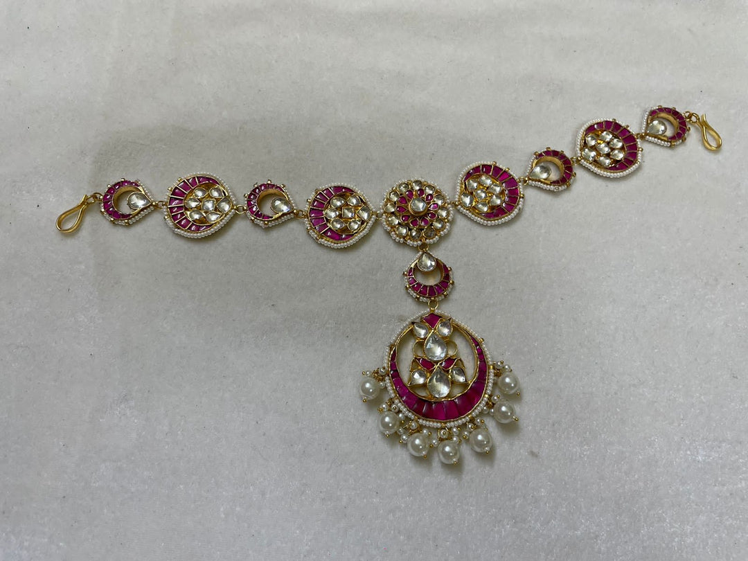 Kundan pink headpiece