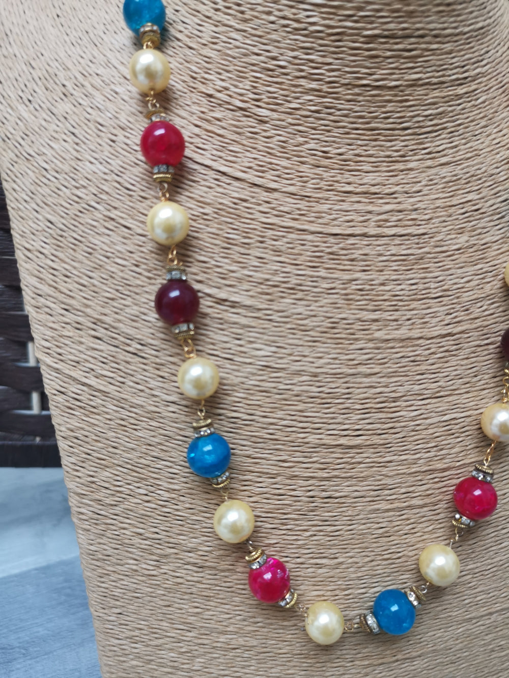 Pakistani multicoloured long necklace with bead detailing