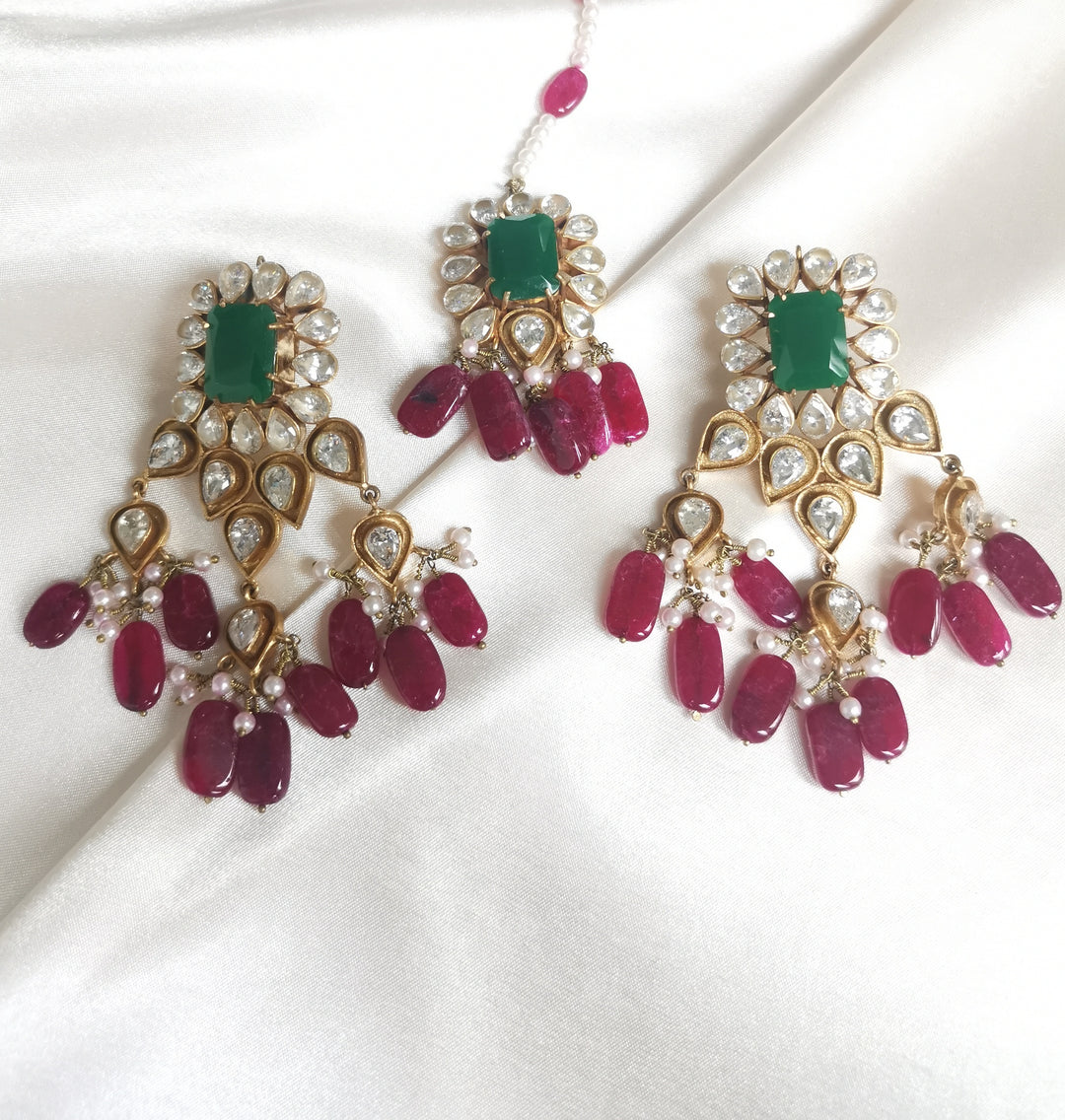 Statement earring and tikka set