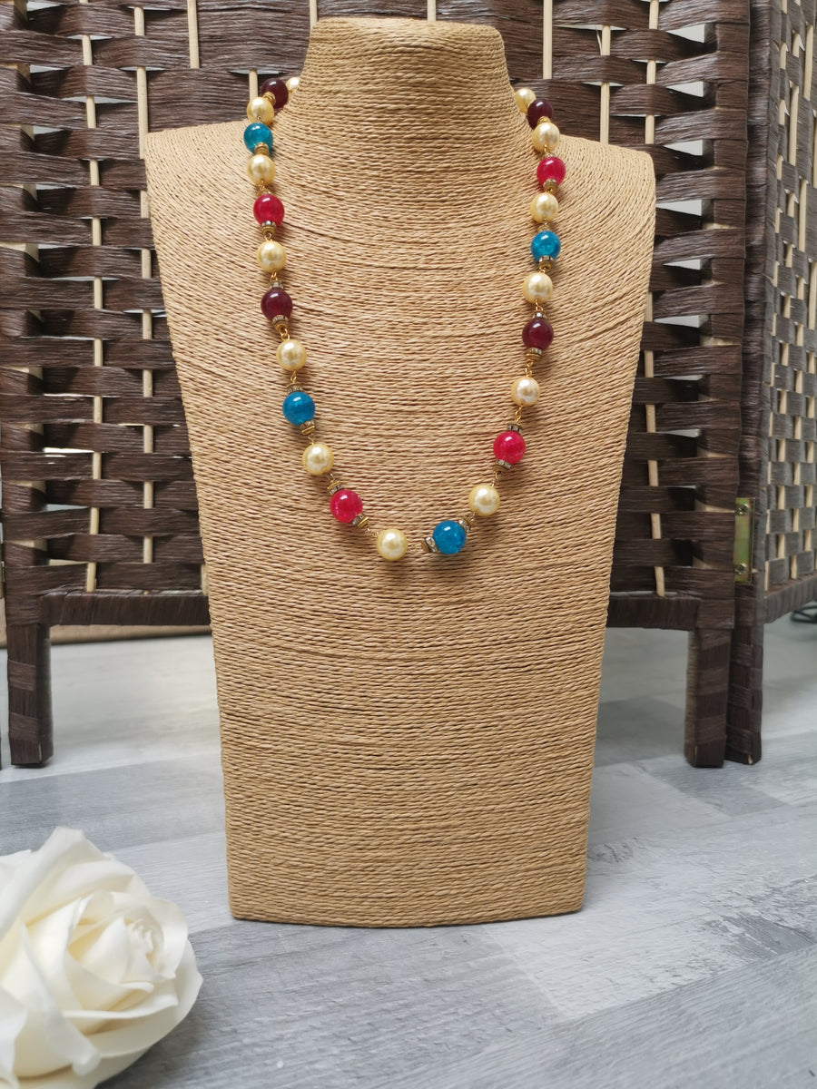 Pakistani long necklace with multi colour detailed beads