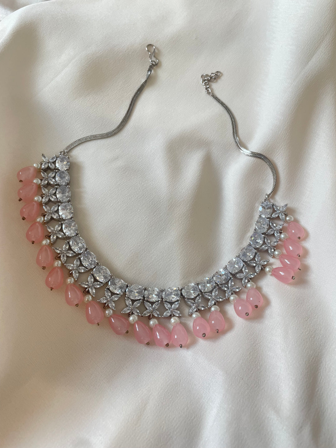 Silver necklace earring set