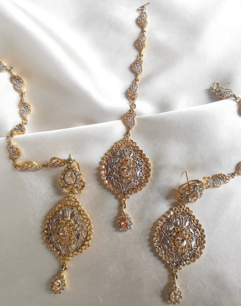 Pakistani gold earrings tikka 