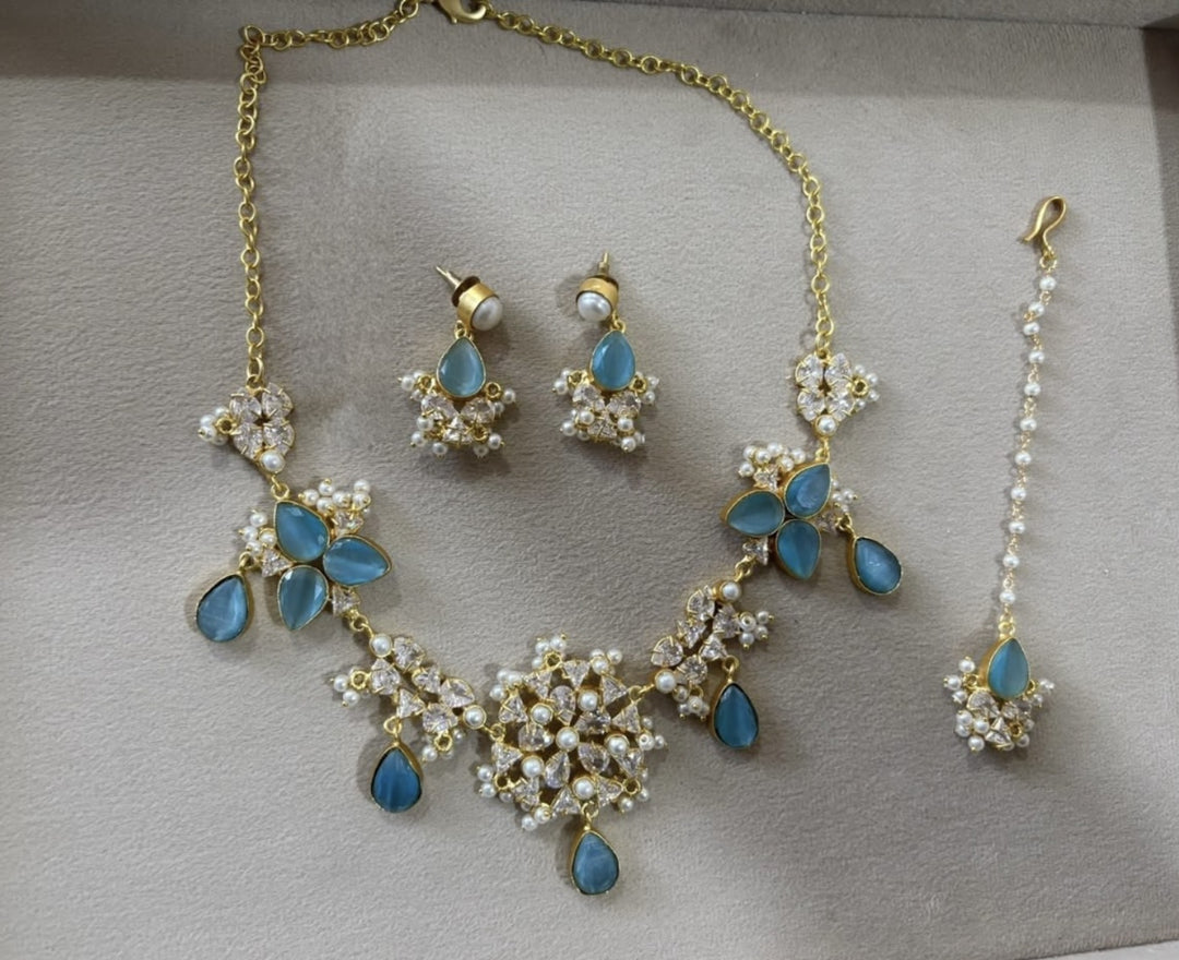 Light blue ferozi necklace set